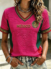 Damen T-Shirt mit Aufdruck „Mexico Football Lover Art“