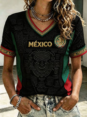 Damen T-Shirt mit Aufdruck „Mexico Football Lover Art“