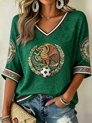 Damen T-Shirt mit Mexiko-Fußball-Liebhaber-Kunstdruck