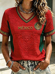 Damen T-Shirt mit Aufdruck „Mexico Football Lover Art“