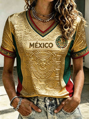 Damen T-Shirt mit Aufdruck „Mexico Football Lover Art“