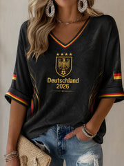 Damen Deutschland Fußball Fan T-Shirt Leger mit Print