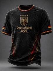Herren Deutschland Fußball Fan Bedrucktes Freizeit Kurzarm T-Shirt