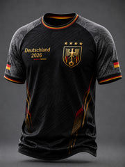 Herren Deutschland Fußball Fan Bedrucktes Freizeit Kurzarm T-Shirt