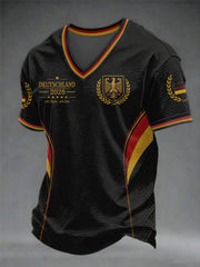 Herren Deutschland Fußball Fan V-Ausschnitt T-Shirt