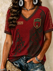 Fußball-V-Neck-T-Shirts für Damen, Marokko