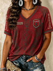 Marokkanische Fußball-V-Neck T-Shirts für Damen