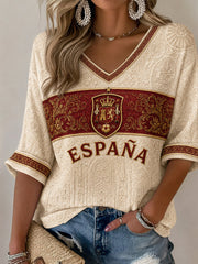 Women's Gift For Football Fans Print Casual Half-Sleeve Waffle T-shirt