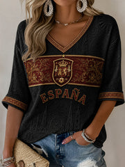 Women's Gift For Football Fans Print Casual Half-Sleeve Waffle T-shirt