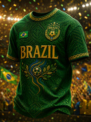 Herren Brasilien Fußball-Fan Geschenk Kurzarm-T-Shirt