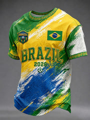 Herren Brasilien Fußball Fan Geschenk Kurzarm T-Shirt