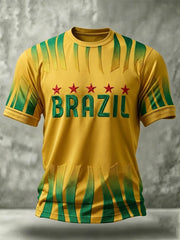 Herren Brasilien Fußball Fan Geschenk Kurzarm T-Shirt