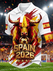 Men's Gift For Spain Soccer Fans Print Casual Polo