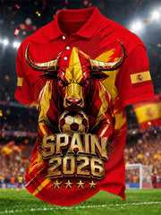 Men's Gift For Spain Soccer Fans Print Casual Polo
