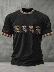 Herren Skelett Fahrrad Kurzarm T-Shirt