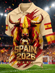 Men's Gift For Spain Soccer Fans Print Casual Polo