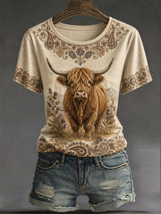 Damen Highland Denim T-Shirt mit Karomuster