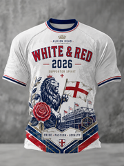 Herren T-Shirt mit England-Aufdruck, kurzärmelig, für Fußballliebhaber