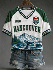 Frauen 2026 Canada Soccer V-Ausschnitt T-Shirts