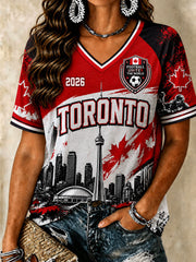 Damen Kanada Fußball T-Shirts mit V-Ausschnitt 2026