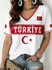 Damen-T-Shirt mit V-Ausschnitt, Türkei