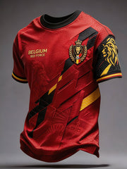Herren T-Shirt mit Aufdruck „Belgium Football Lover Pride Art“