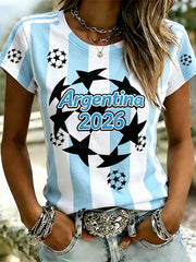 Women's star football team cheering casual short-sleeved T-shirt