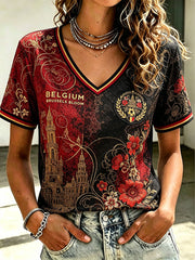 Damen T-Shirt mit Aufdruck "Belgium Football Lover Pride Art"