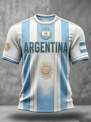Herren Argentinien Fußball Kurzarm-T-Shirt