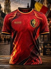 Herren Belgien Fußball Liebhaber Stolz Kunst Bedrucktes T-Shirt