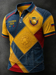 Herren 2026 Kolumbien Fußball-Print Freizeit-Polohemd