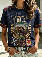 Damen Schottland Edinburgh Kunst bedrucktes T-Shirt