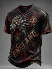 Herren UK Fußball-Liebhaber England bedrucktes V-Ausschnitt T-Shirt