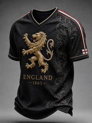 Herren UK Fußball-Liebhaber England bedrucktes V-Ausschnitt T-Shirt