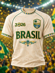 Herren Brasilien Fußball Fan Geschenk Kurzarm T-Shirt