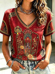 Damen T-Shirt mit Belgien-Pride-Kunstdruck