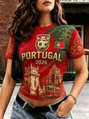 Damen T-Shirt mit portugiesischem Fußballmotiv