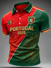 Herren Casual Oberteil mit portugiesischem Fußball-Print