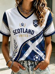 Damen UK Fußballliebhaber Schottland Bedrucktes Kurzarm-T-Shirt