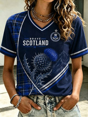 Damen UK Fußballliebhaber Schottland Bedrucktes Kurzarm-T-Shirt