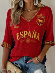 Women's Gift For Soccer Fans Print Casual Half-Sleeve V-Neck T-Shirt