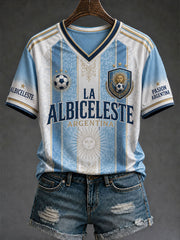 Damen Argentinien Fußball T-Shirt Kurzarm