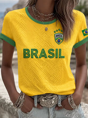 Damen Brasilien Fußball Fan Geschenk Kurzarm T-Shirt
