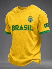 Herren Brasilien Fußball Fan Geschenk Kurzarm T-Shirt
