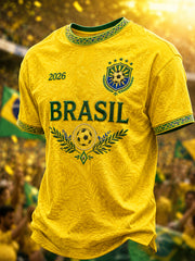 Herren Brasilien Fußball-Fan Geschenk Kurzarm-T-Shirt