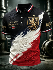 Herren Polo-Shirt England-Print Fußball-Liebhaber