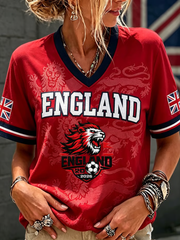 Damen UK Football Liebhaber England Bedrucktes Kurzarm-T-Shirt
