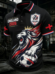 Herren UK Football Lover England bedrucktes Poloshirt