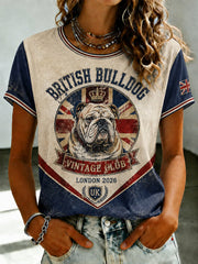 Damen T-Shirt mit Britischer Bulldogge und Union Jack Aufdruck