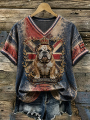 Damen-T-Shirt mit British-Bulldog-Union-Jack-Print